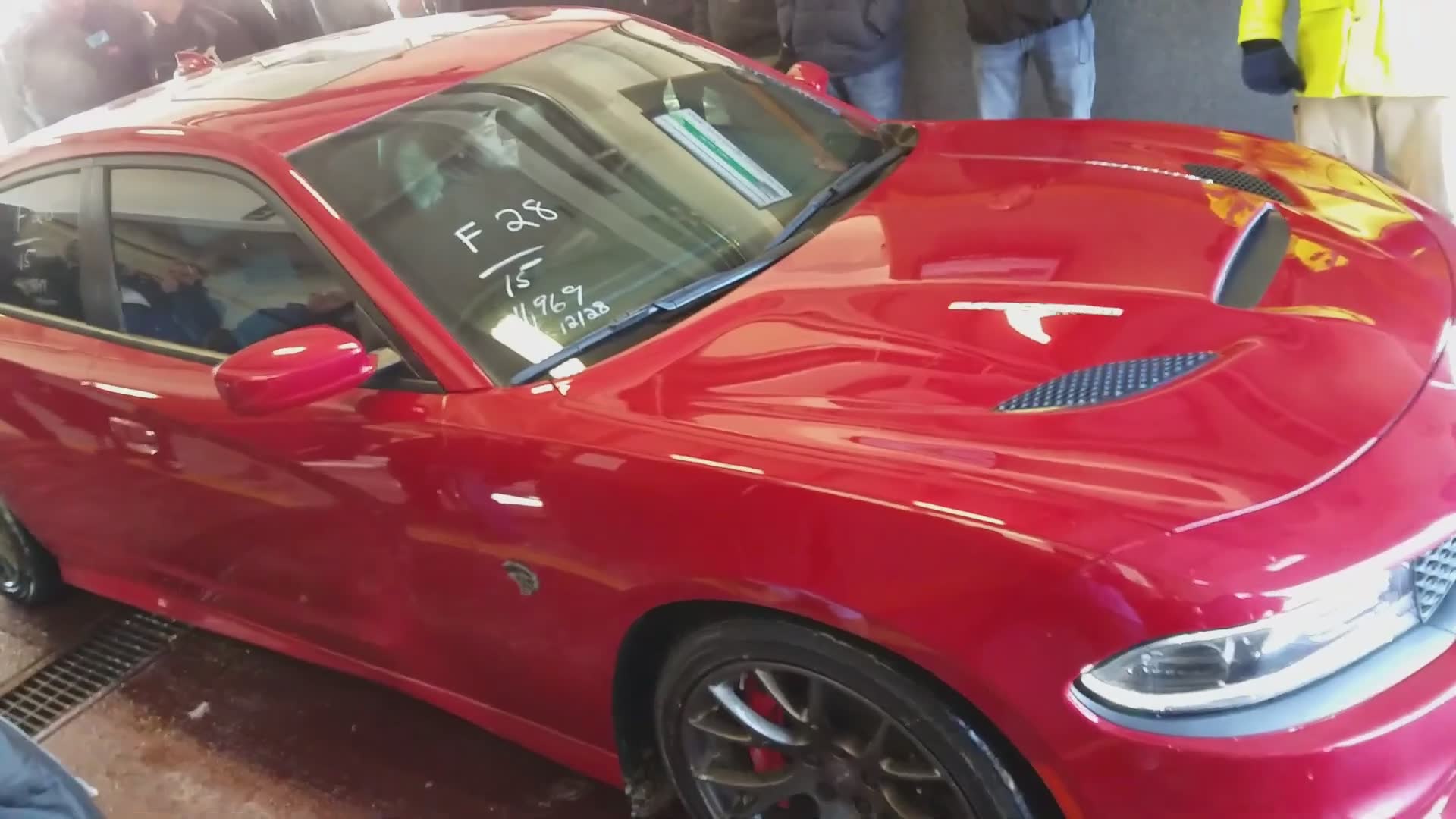 Muscle cars at the dealer auction in negative five degrees