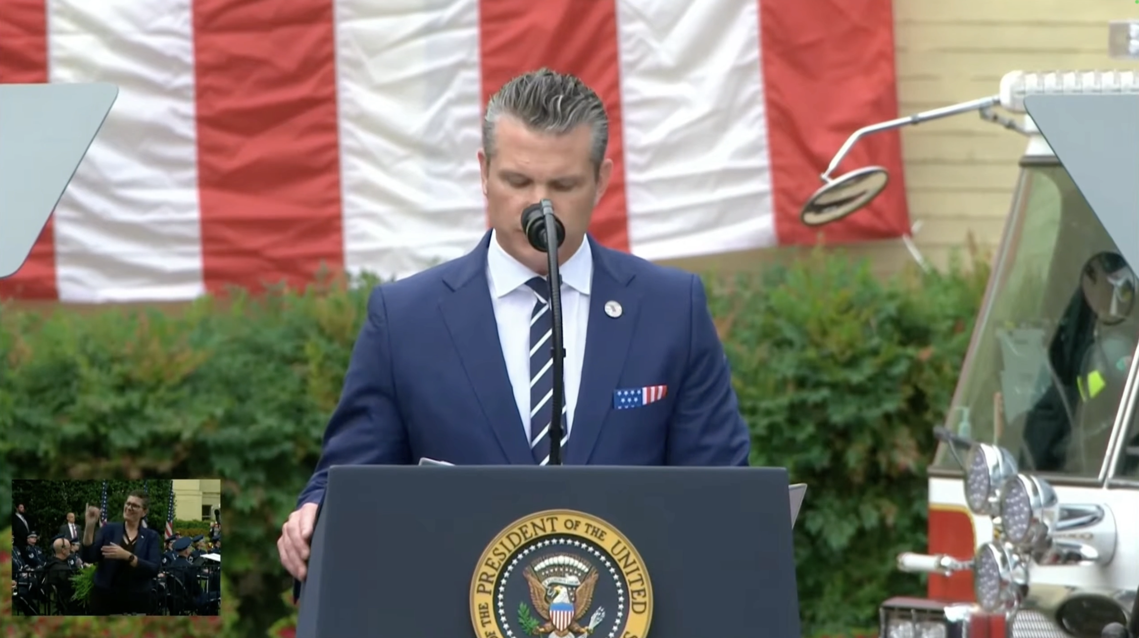 President Trump and the First Lady Attend a September 11th Observance Event – Pete Hegseth: “War must not become a mere tool for global social work.”