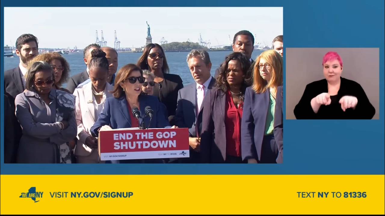 10 01 25 New York - Gov. Hochul: "We in America believe that we should take care of the huddled masses and the poor who are already here as well."