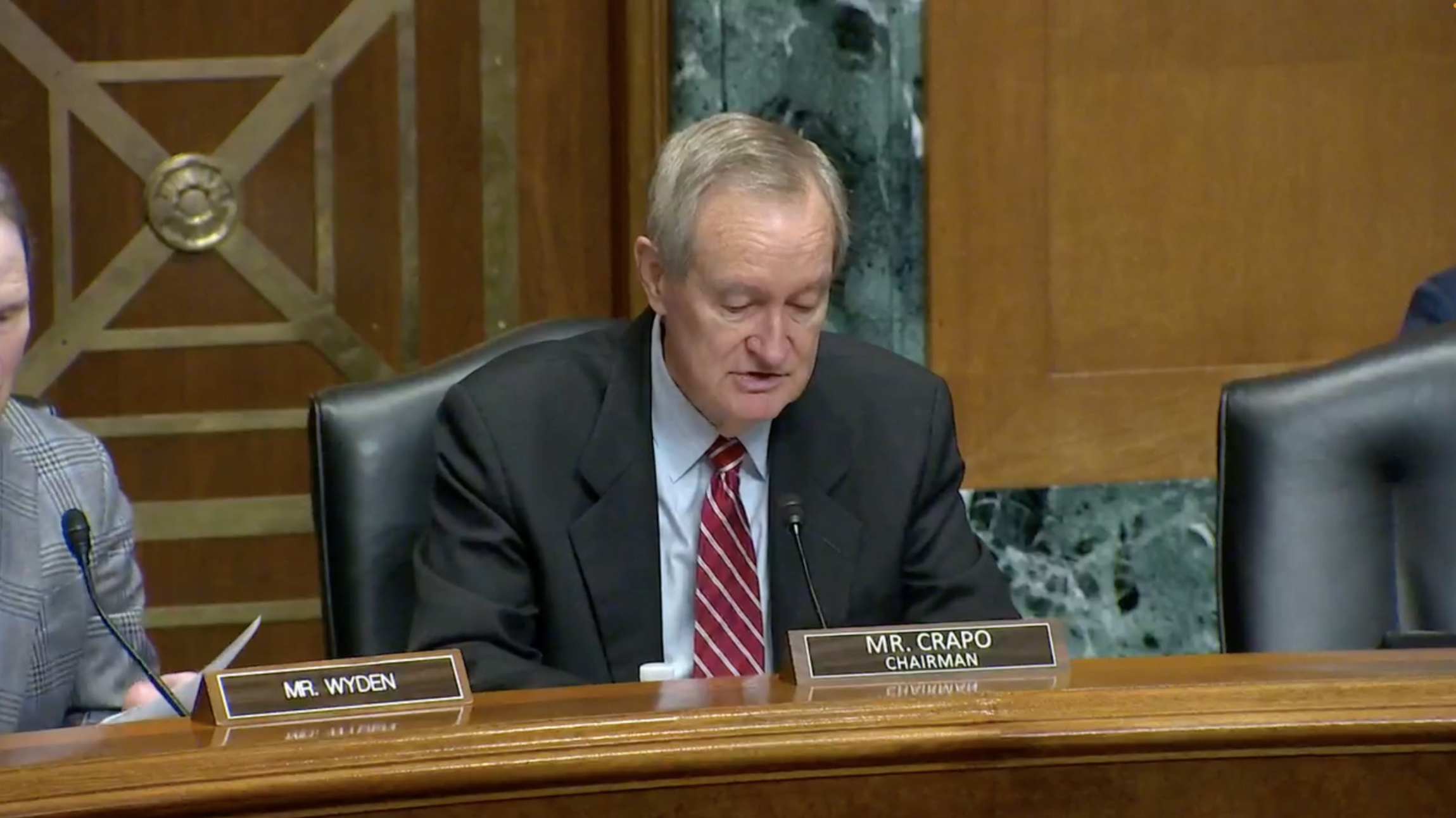 Senate Finance Meeting Business meeting to consider the nominations of Jonathan Greenstein– Mike Crapo (R-ID): “I’m confident he will advance the vital mission of the IRS.”
