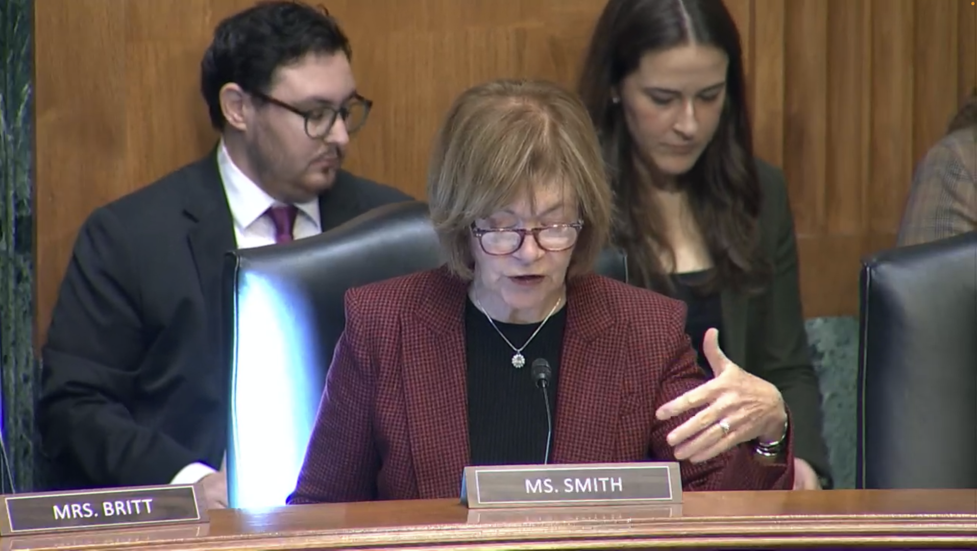 Senate Banking, Housing, and Urban Affairs Meeting Housing– Ms. Smith (MS-R): “A minimum wage worker can’t afford to rent a one bedroom apartment.”