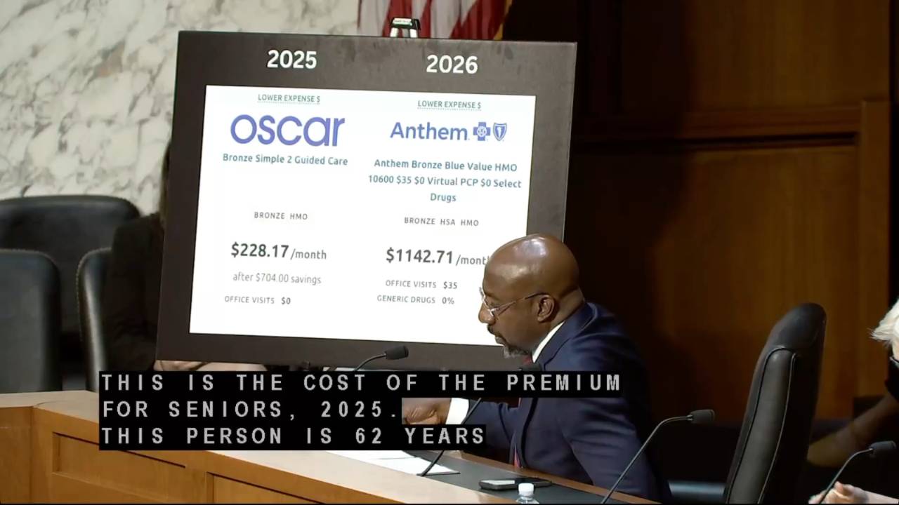 Senate Aging - Sen. Warnock (D-GA): “Millions of people are across the country are starting to log on today to see their plan premiums for next year double”