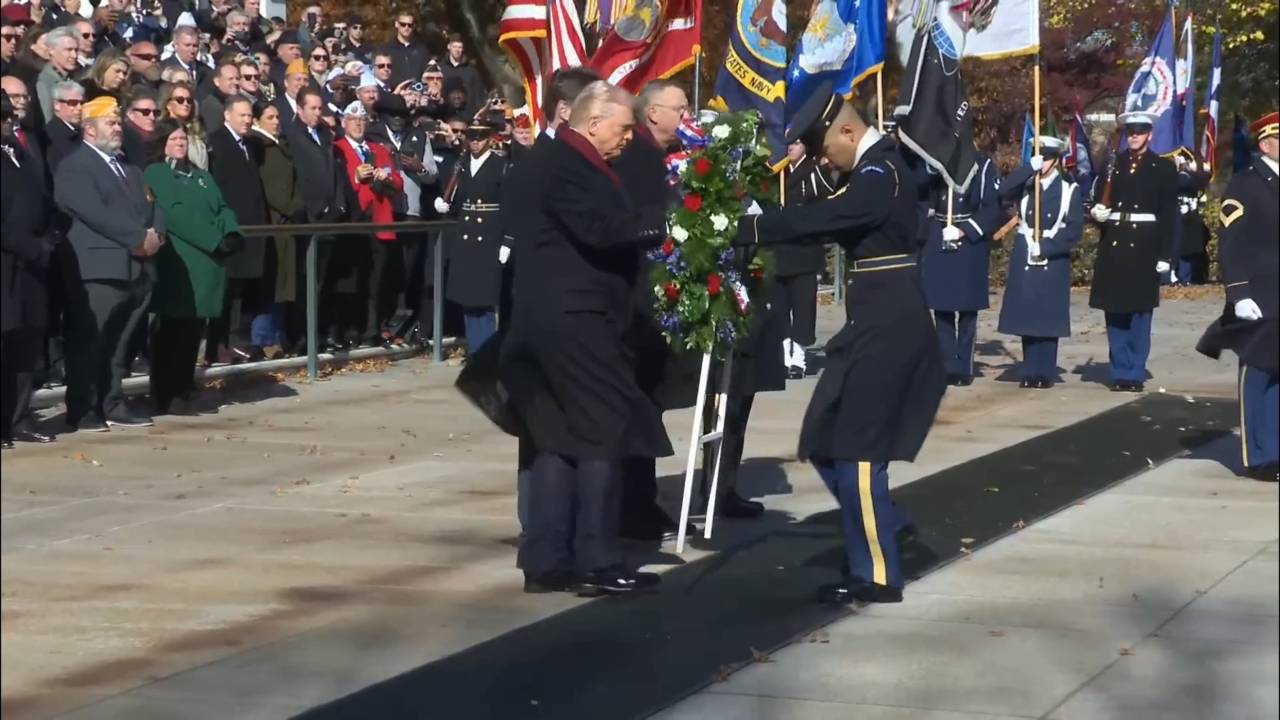President Trump lays a wreath at the Tomb of an Unknown Soldier at Arlington National Cemetery 