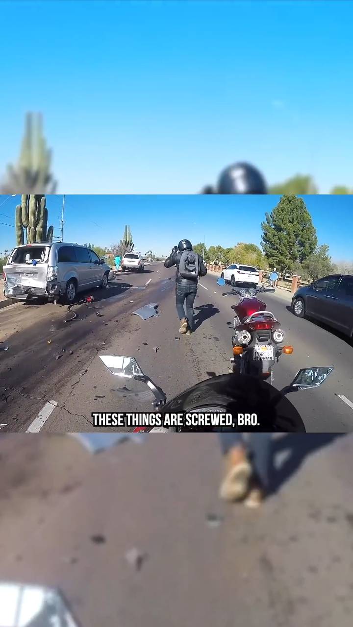 Automobile collision happens directly in front of riding group
