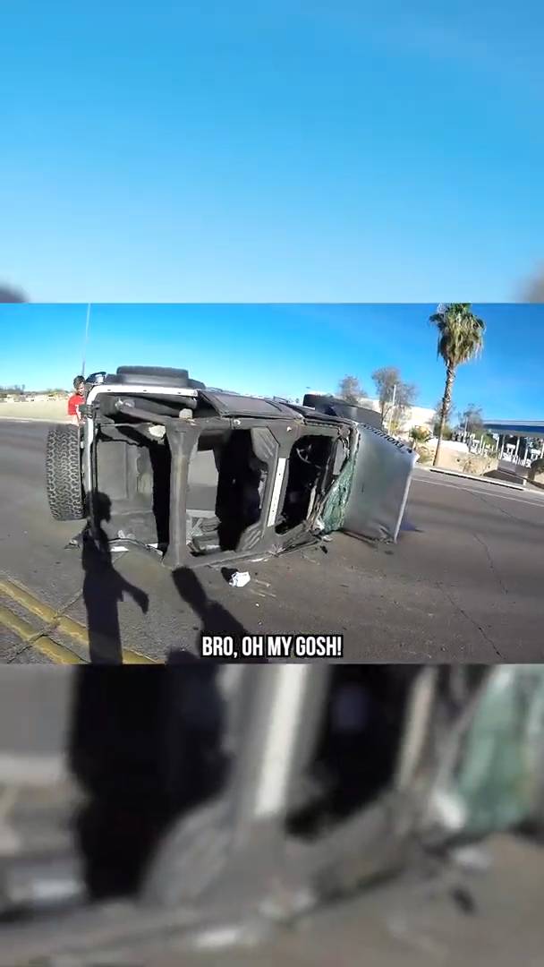 Dramatic vehicle flip witnessed and filmed by passing motorcycle riders