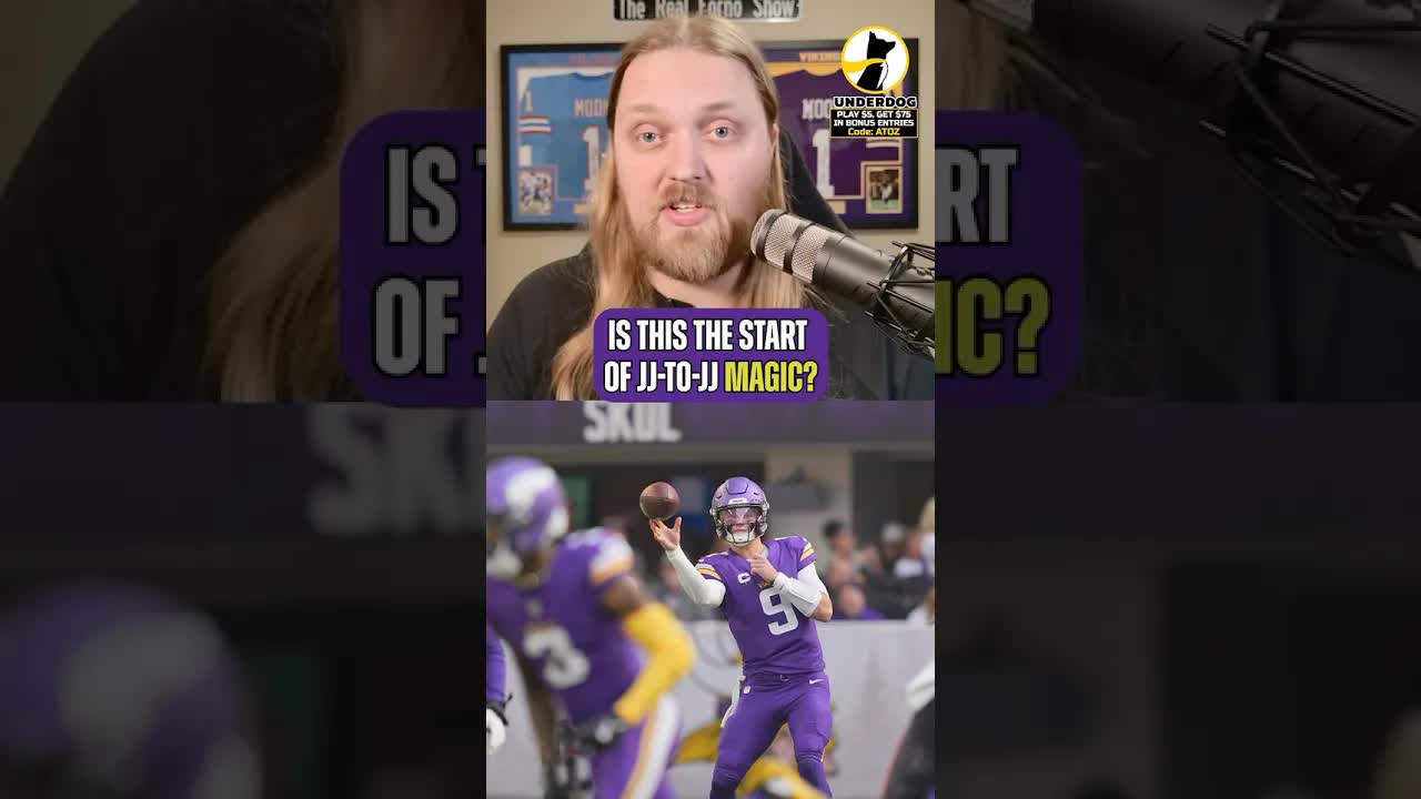 The JJ-JJ  connection has to get right for the #Vikings. Play Underdog with code ATOZ! Details below