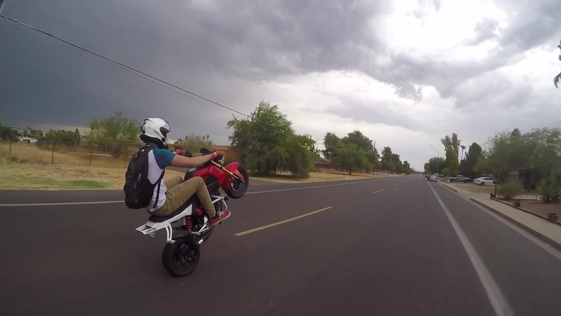 Battling severe weather conditions while riding sport bike through rain