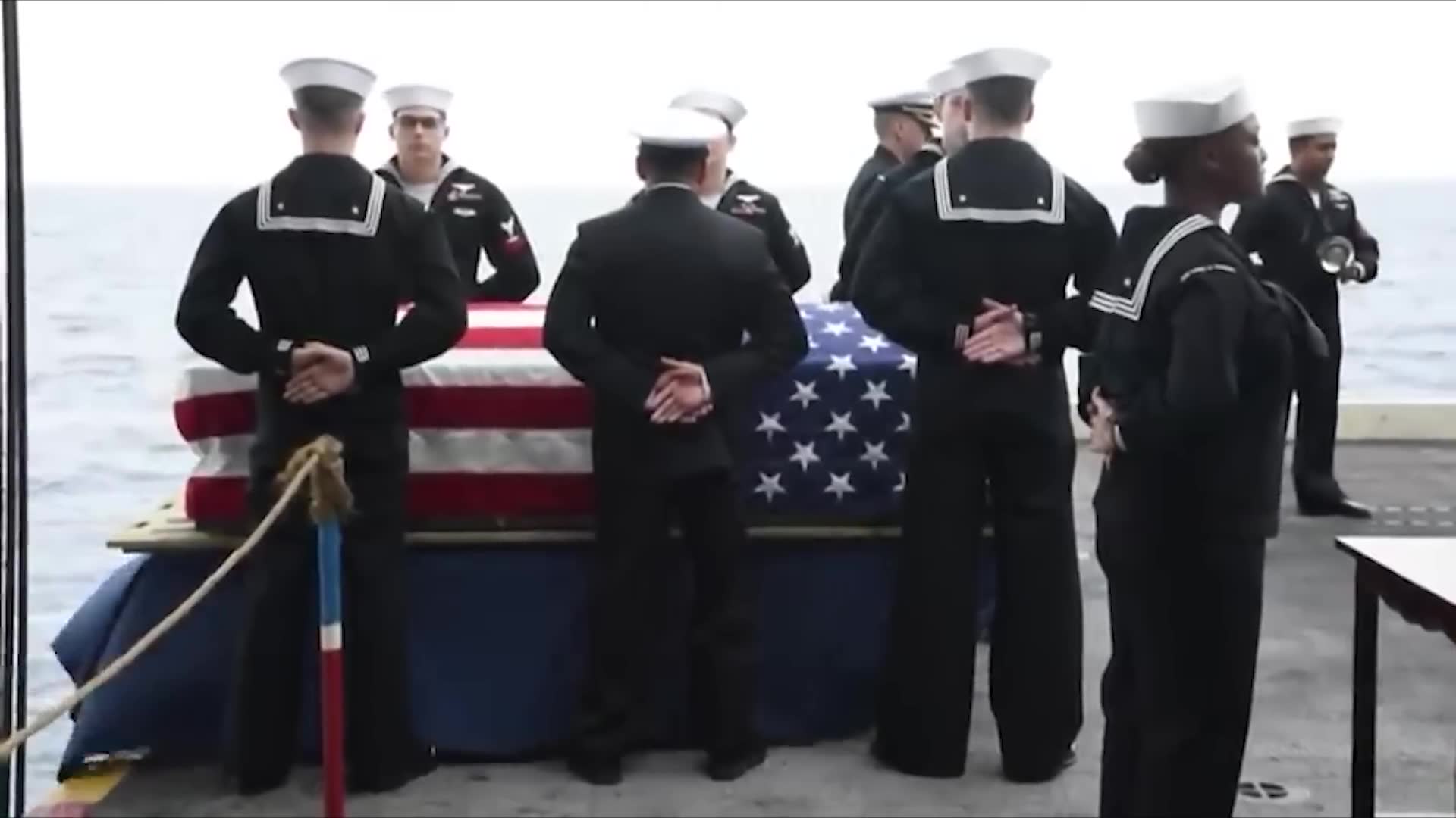 Military funeral ceremonies at sea