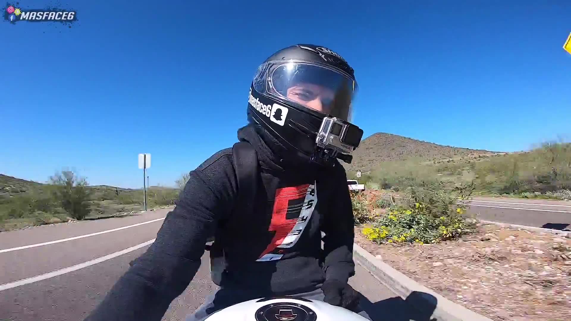 Extended footage including wheelie at request until camera battery depletes