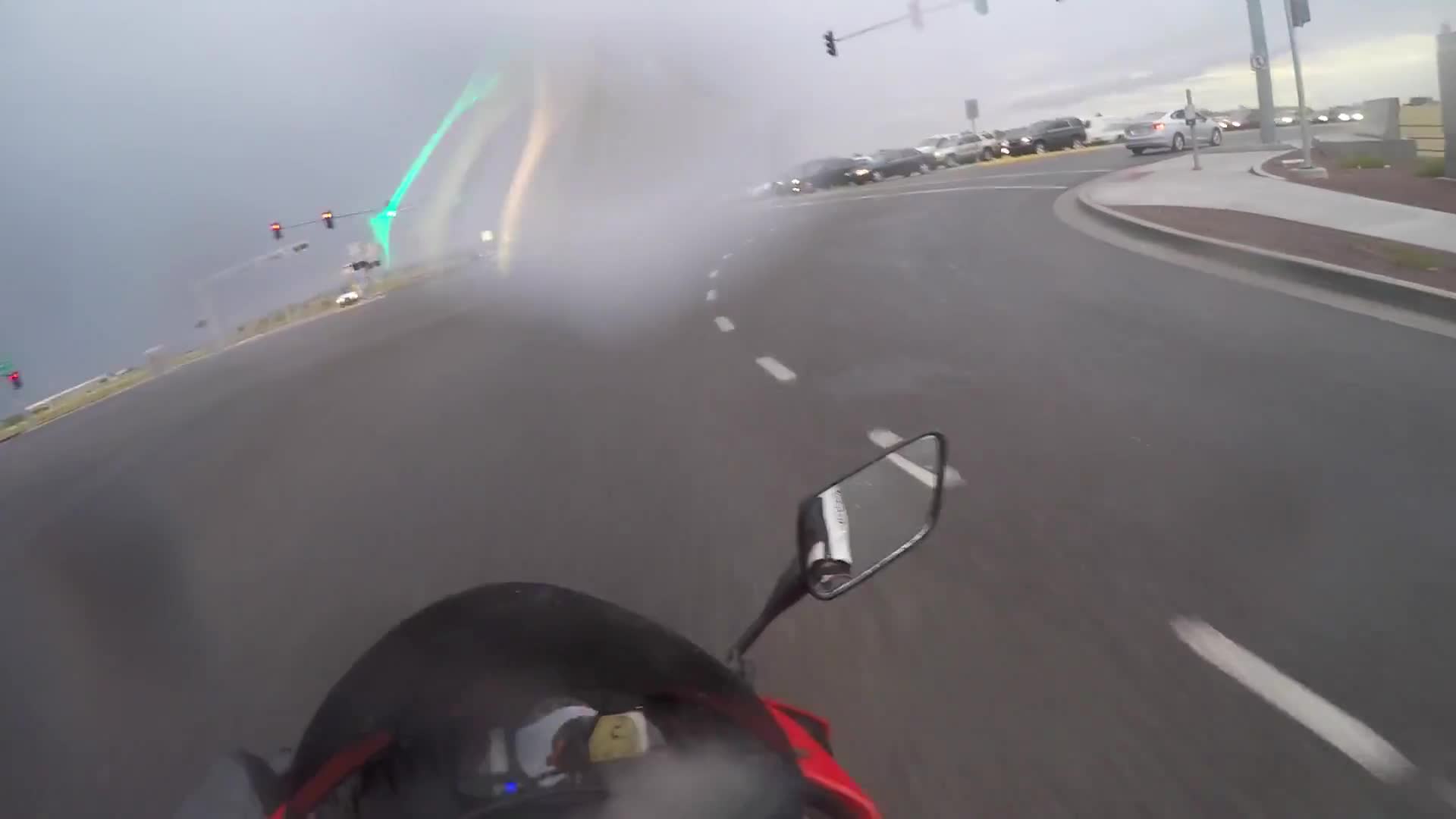 Challenging wet weather conditions testing motorcycle skills