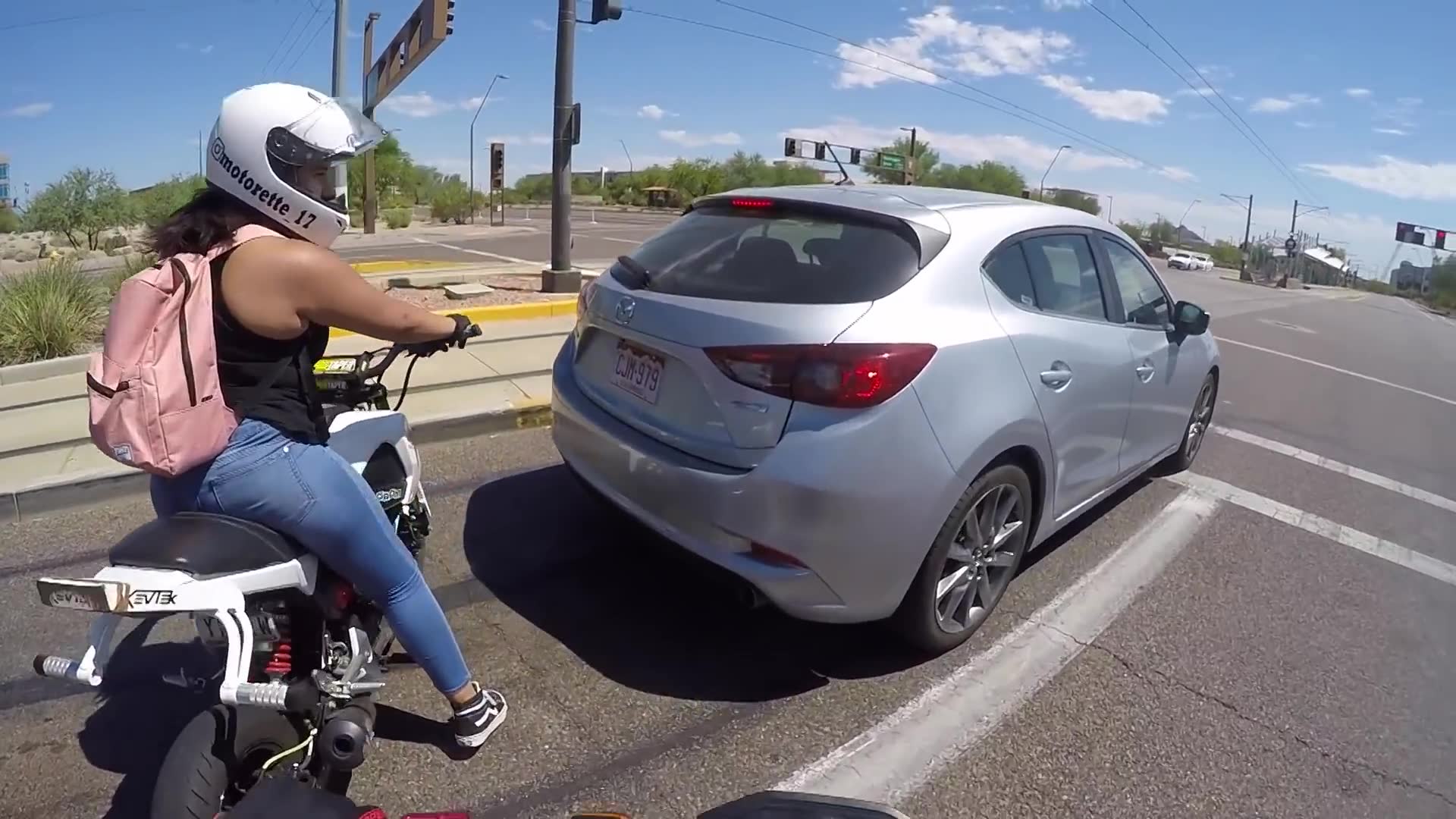 Girlfriend wears my camera-mounted helmet to film her perspective