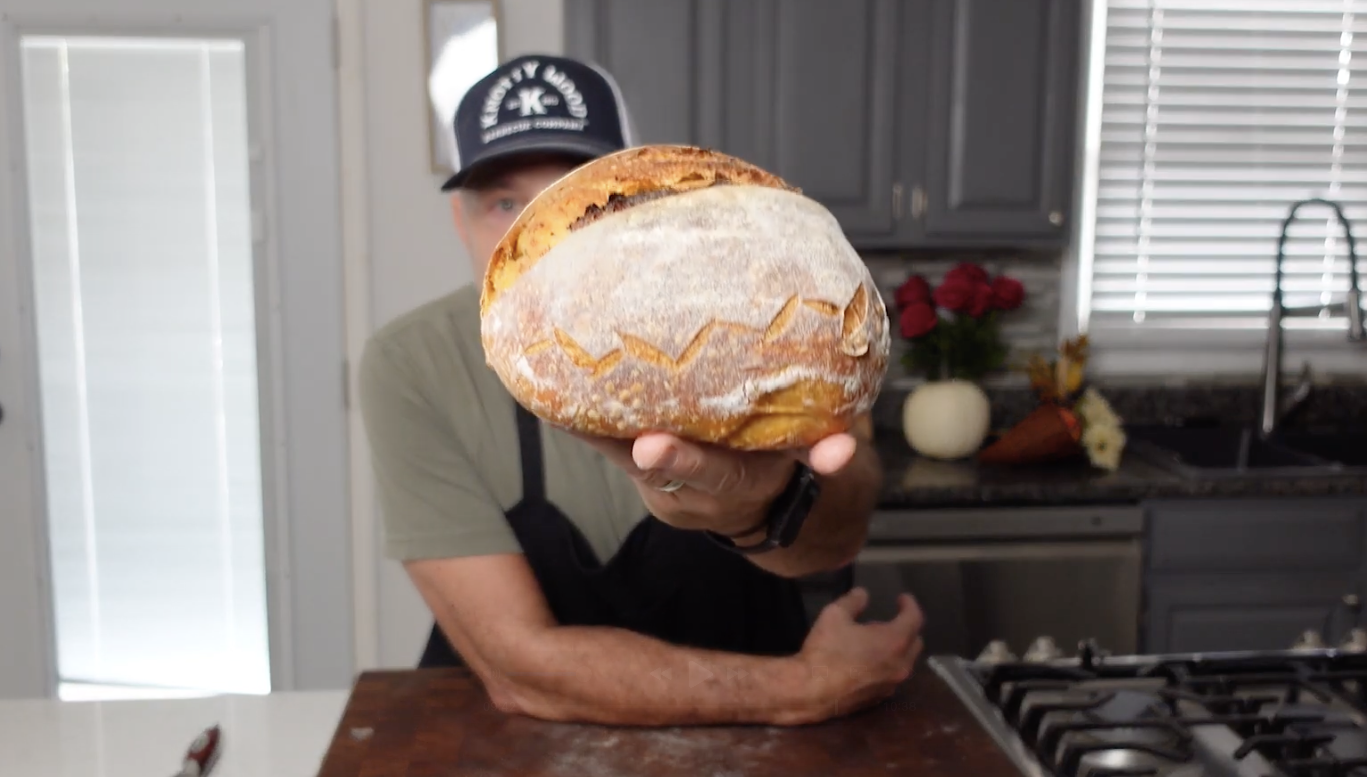 Detailed pumpkin sourdough bread at seventy-five percent water
