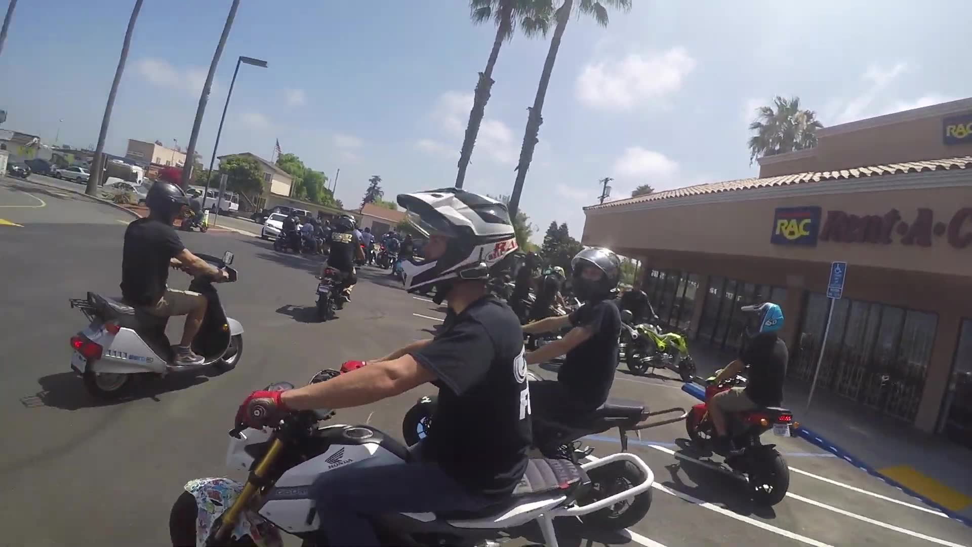 Final stretch of the multi-part motorcycle ride as the group reaches the finish line