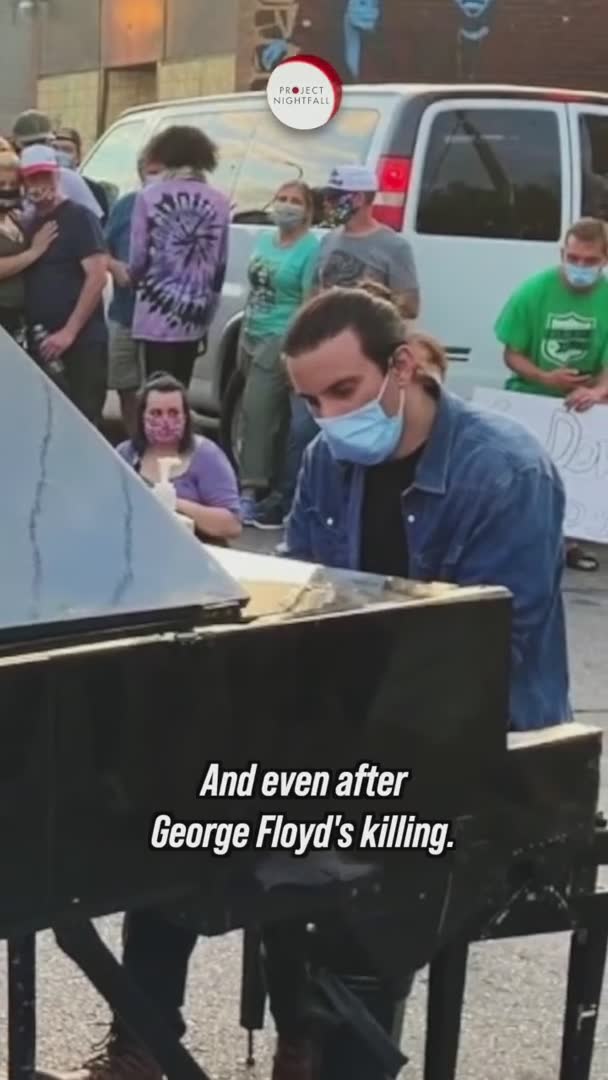 The powerful moment a musician performed for citizens of a war-torn nation bringing hope through music