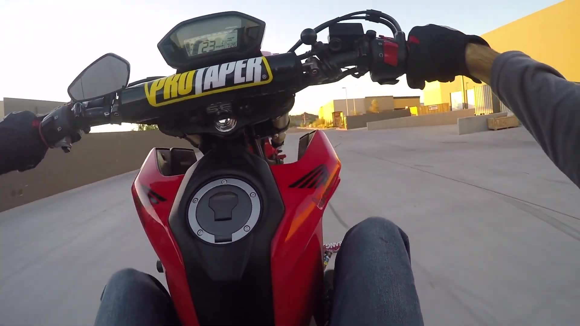 Action-packed stunt riding session with some of the most impressive tricks on the road