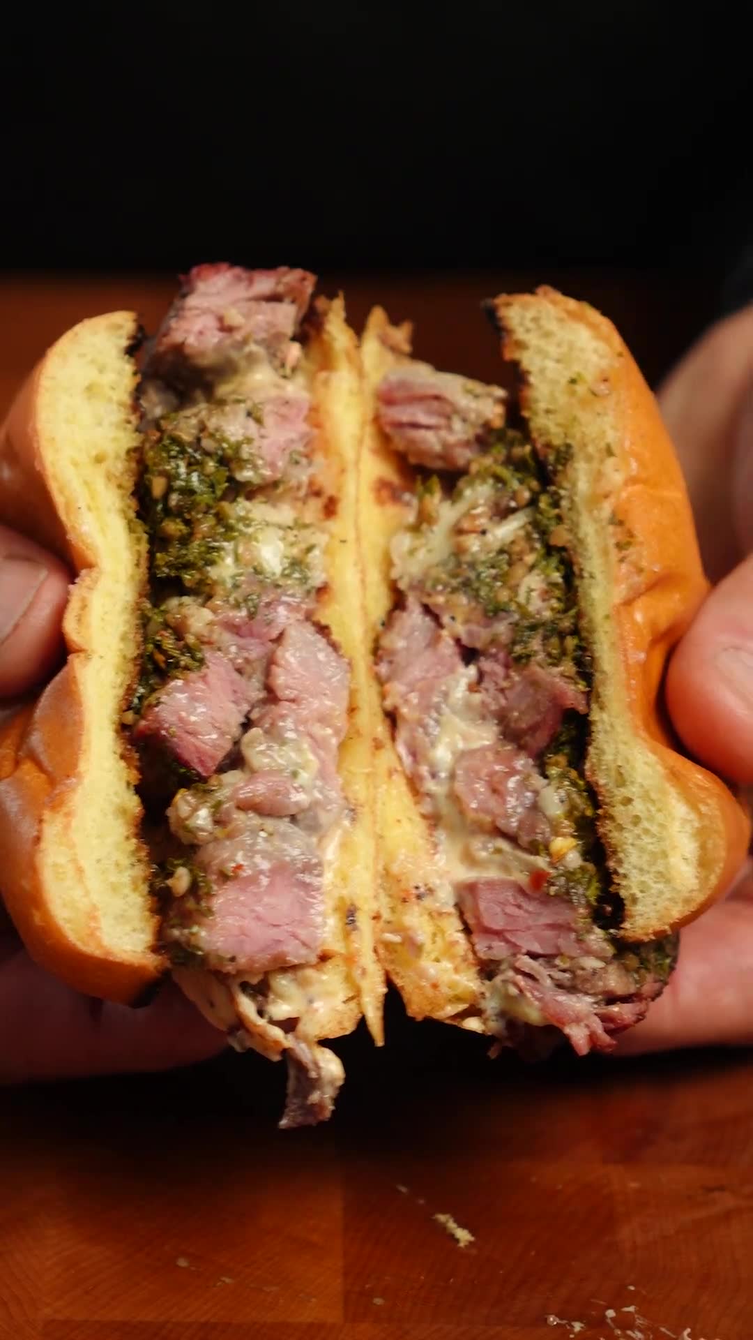 Stuffed pinwheel burger with habanero peach sauce
