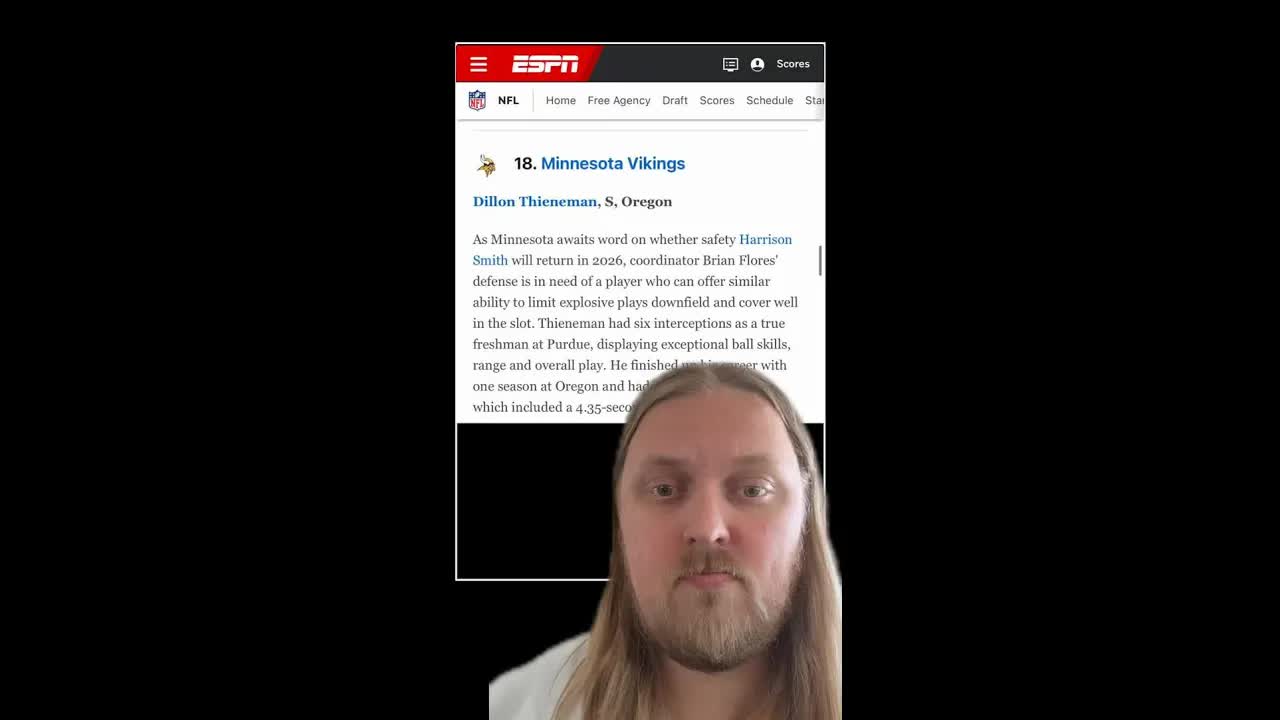 Mock Drafts sending Safety, Dillon Thieneman, to the Vikings need to stop