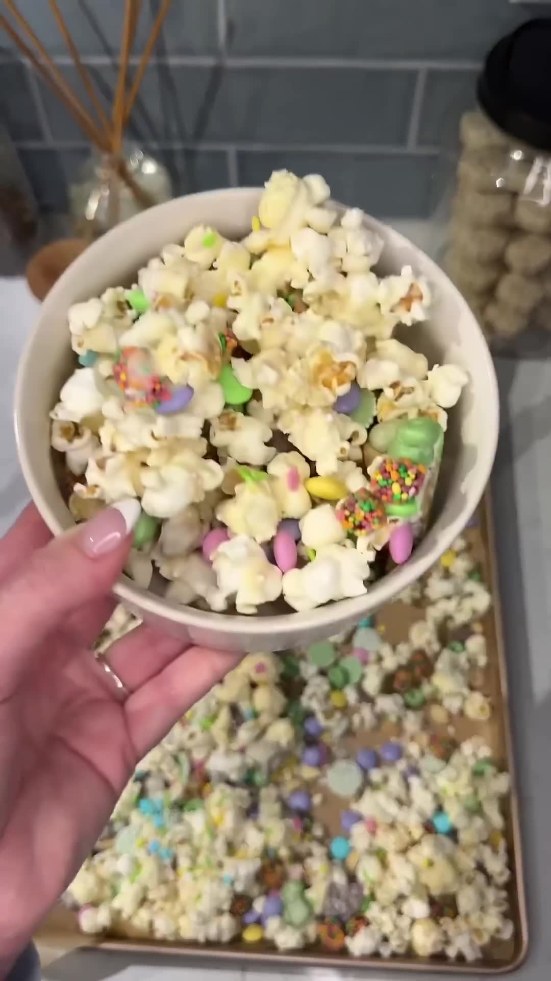 Sweet popcorn combined with vegetables creates unexpected salad mix