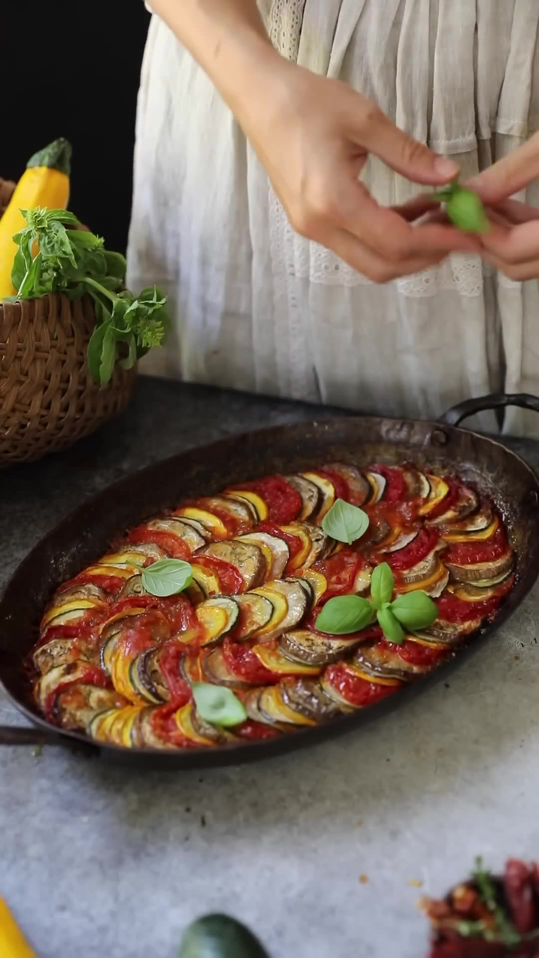 Fresh summer salad and traditional French ratatouille