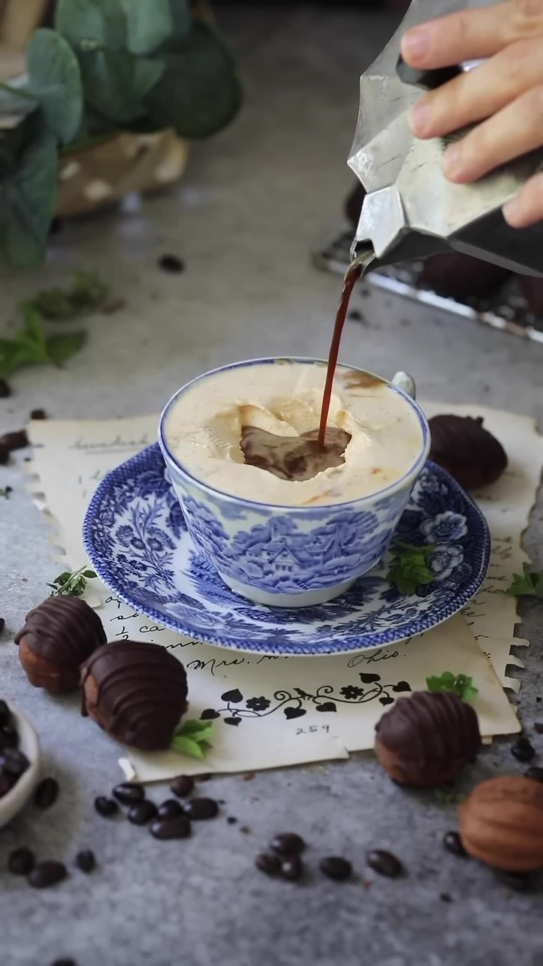 Twice-baked cookies paired with espresso-drowned gelato