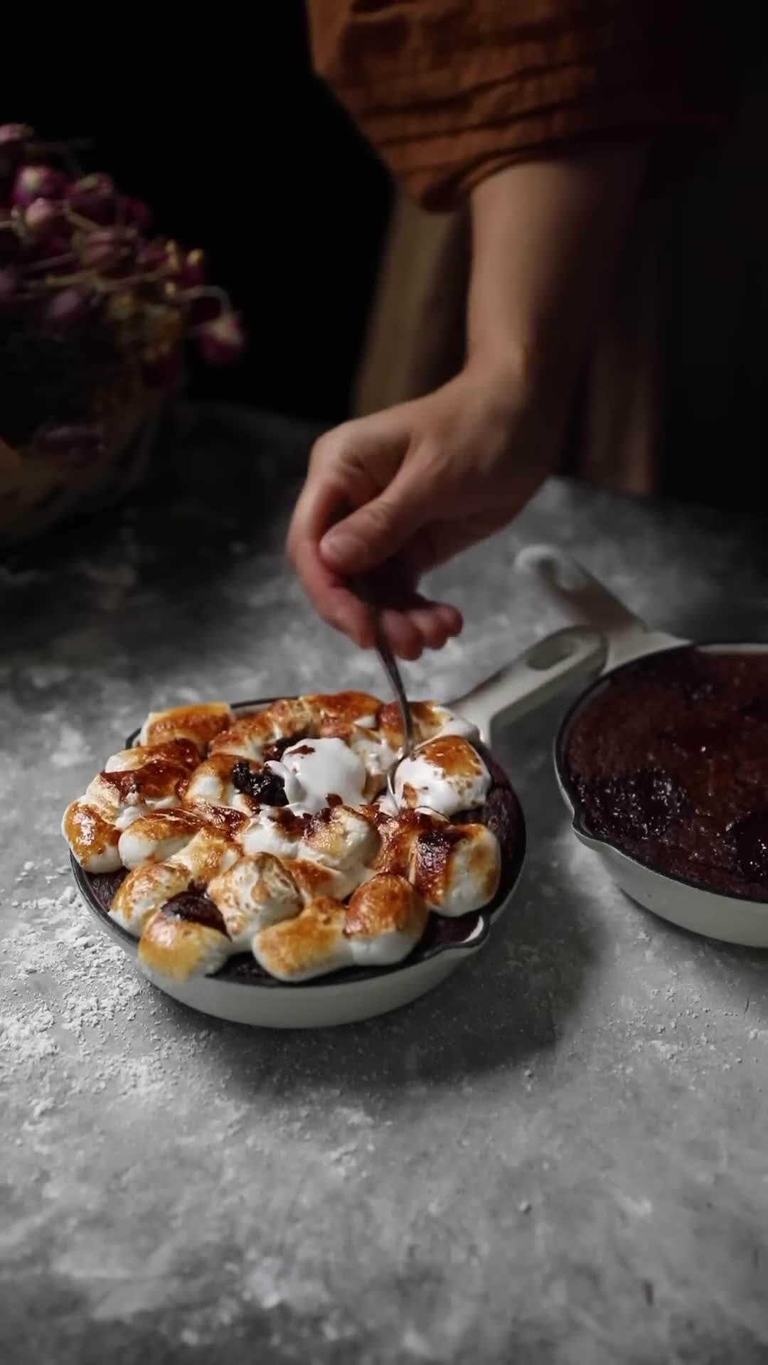 Chocolate dessert duo: individual cakes and shareable skillet treat