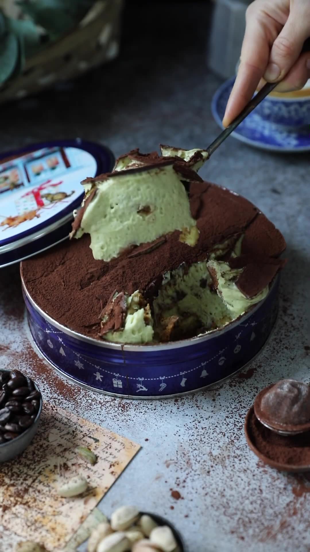 Green pistachio creations: laminated pastry and coffee cake