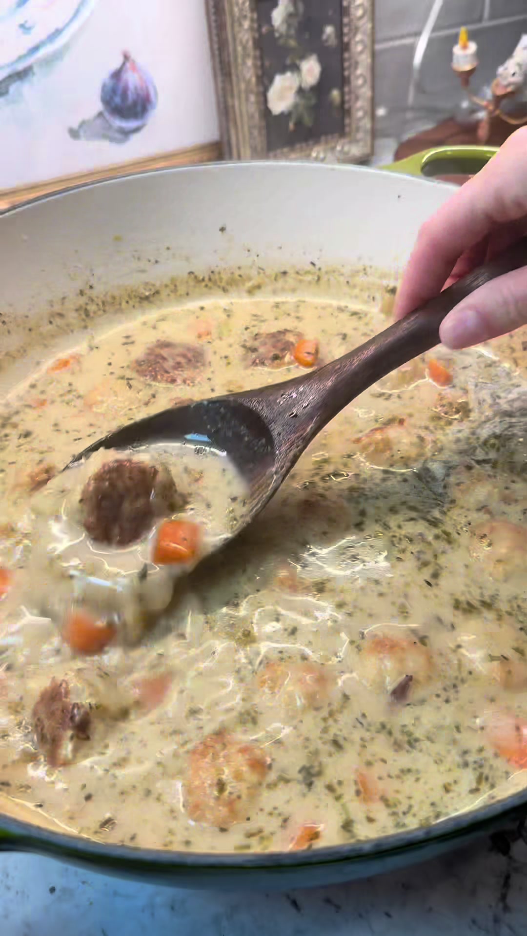 Classic stew recipe updated with ground chicken and carrots