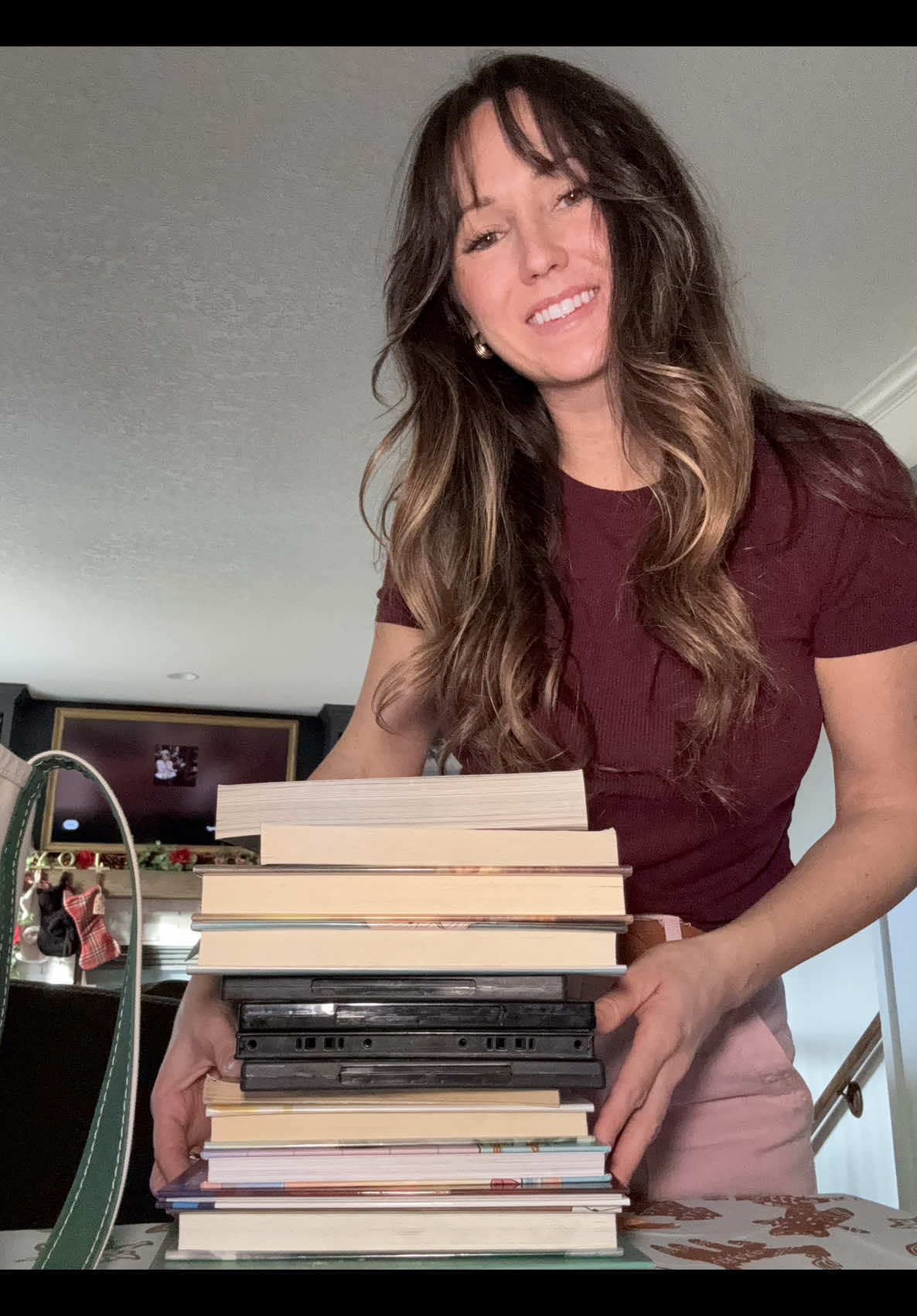 Library borrowing reveal with diverse reading and viewing selections