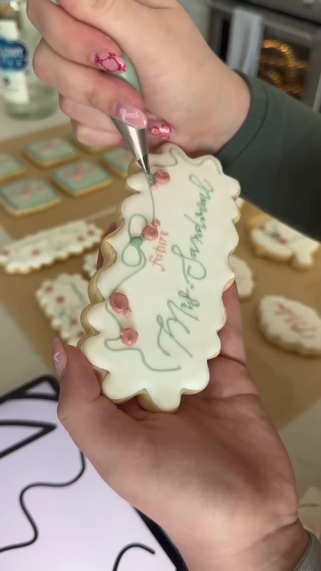 Creating themed sugar cookies for dear childhood friend
