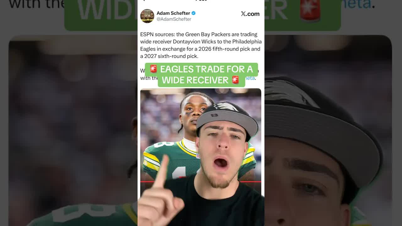 BREAKING NEWS EAGLES TRADE FOR WIDE RECEIVER DONTAYVION WICKS! #Eagles #NFL #NFLNews episode artwork