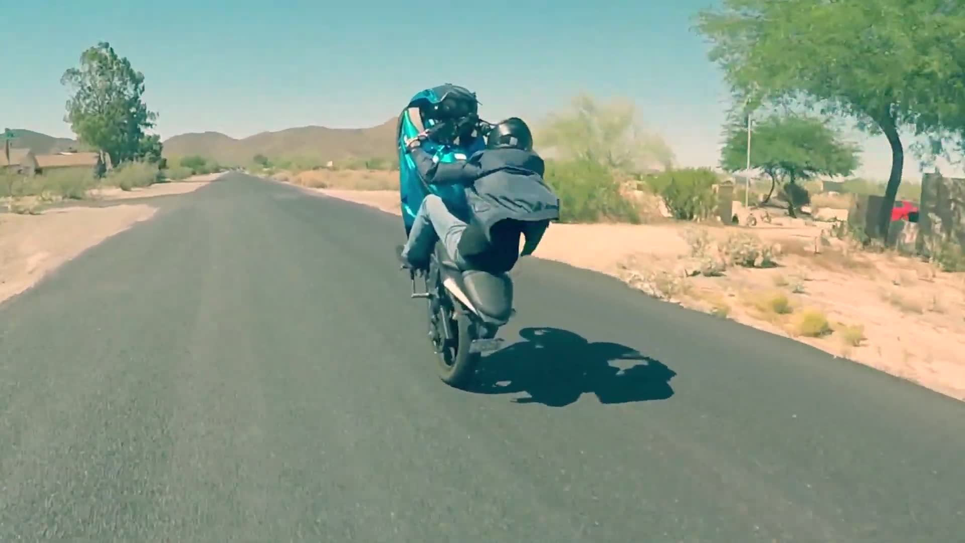 Wheelie how not to do it captured on helmet camera during riding session