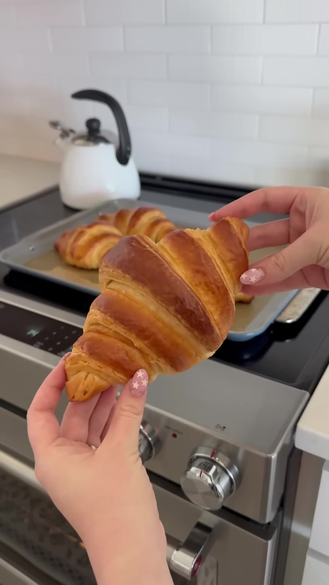Therapeutic croissant making process during a calm rainy afternoon