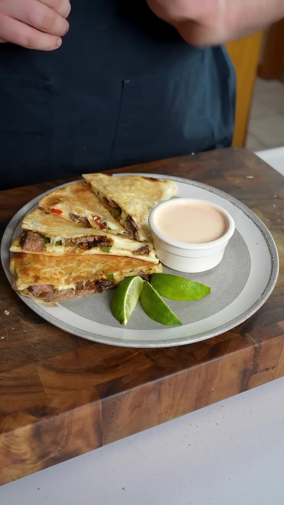 Quesadilla loaded with steak fajita ingredients for incredible flavor