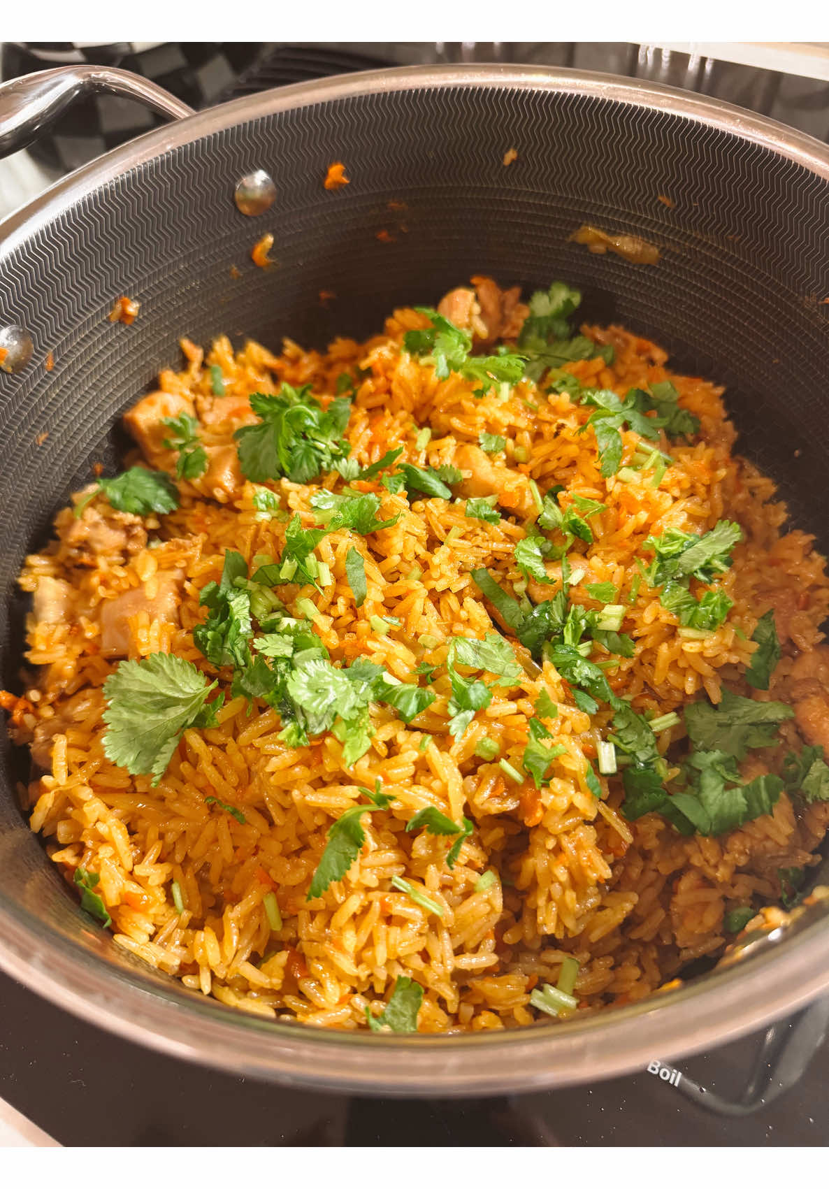 Homemade spicy chicken and rice one pot dinner recipe so spicy my eyes are red