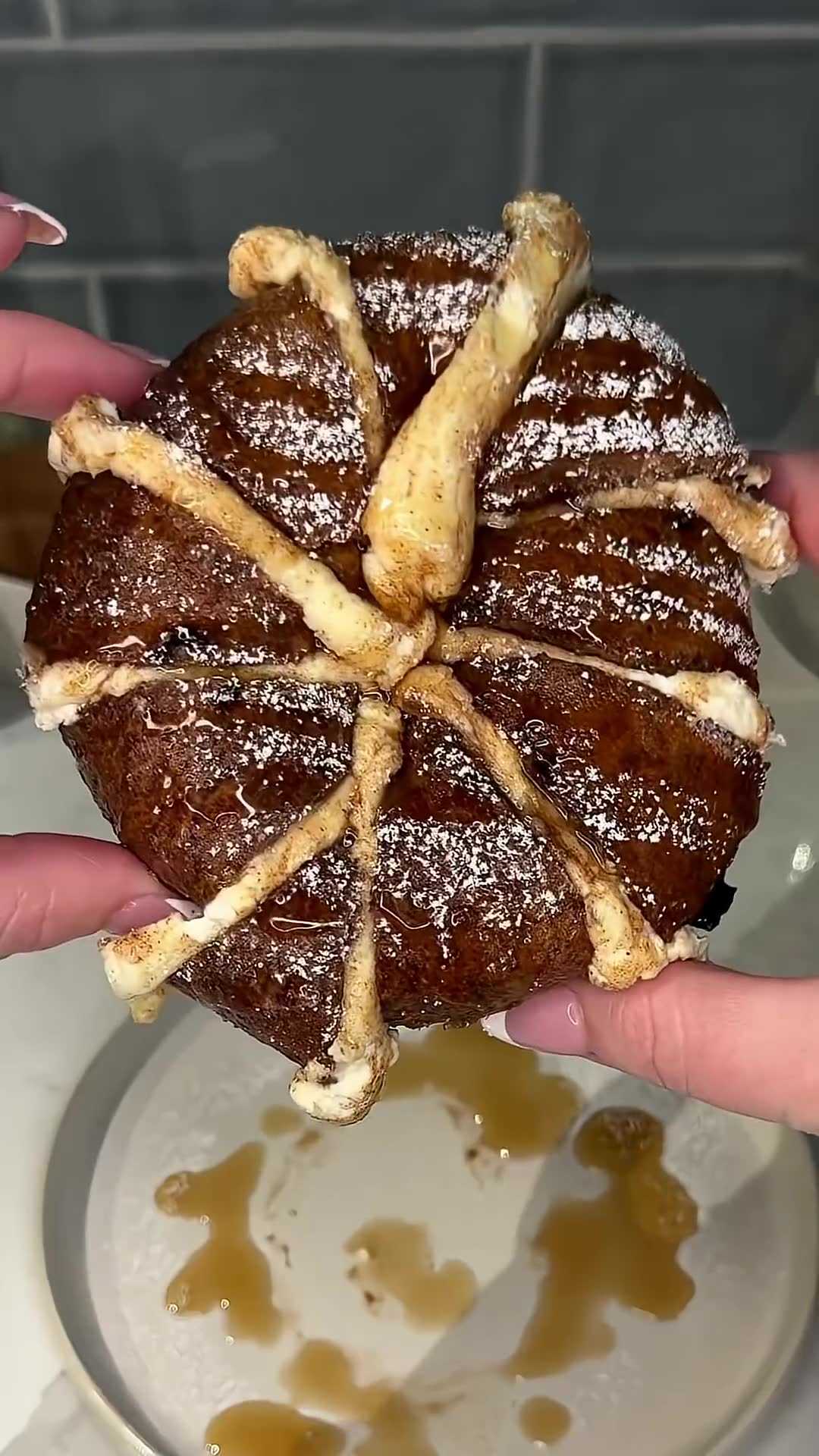 Cream cheese filling transforms bagel into portable dessert sandwich