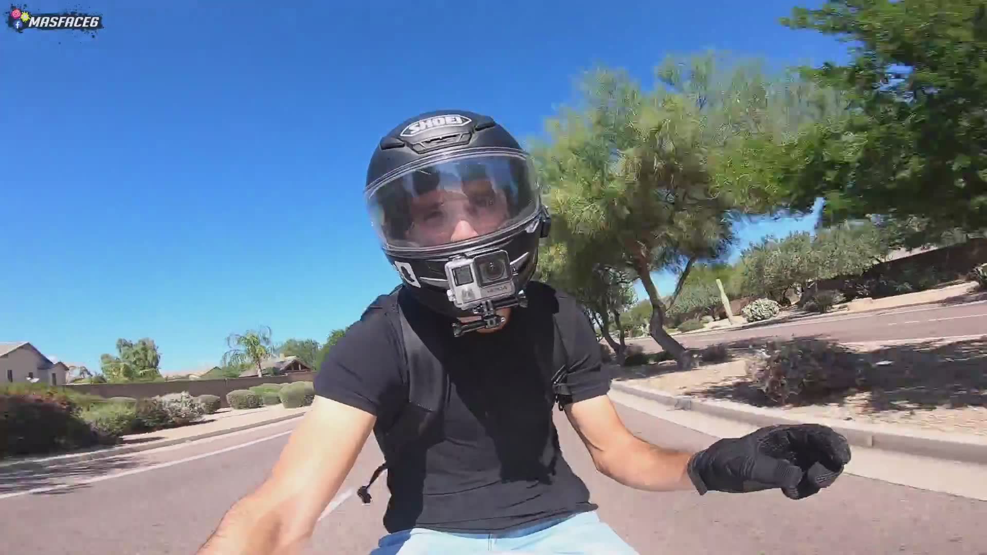 How motorcycle riding journey began filmed from motorcycle perspective on the street