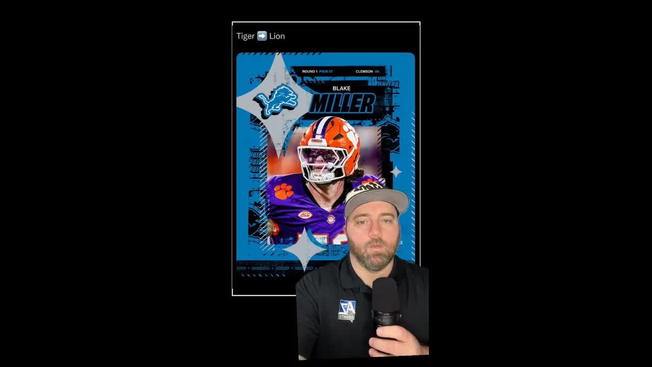 The #DetroitLions select Clemson OT Blake Miller with the 17th pick in the #2026NFLDraft! #OnePride