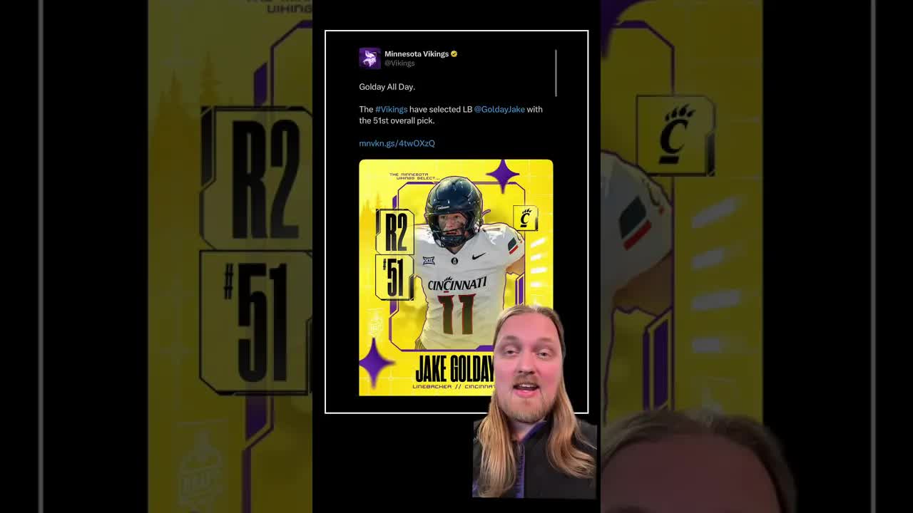 The #Vikings select Cincinnati LB Jake Golday 51st overall in the NFL Draft! 🔥 #NFLDraft