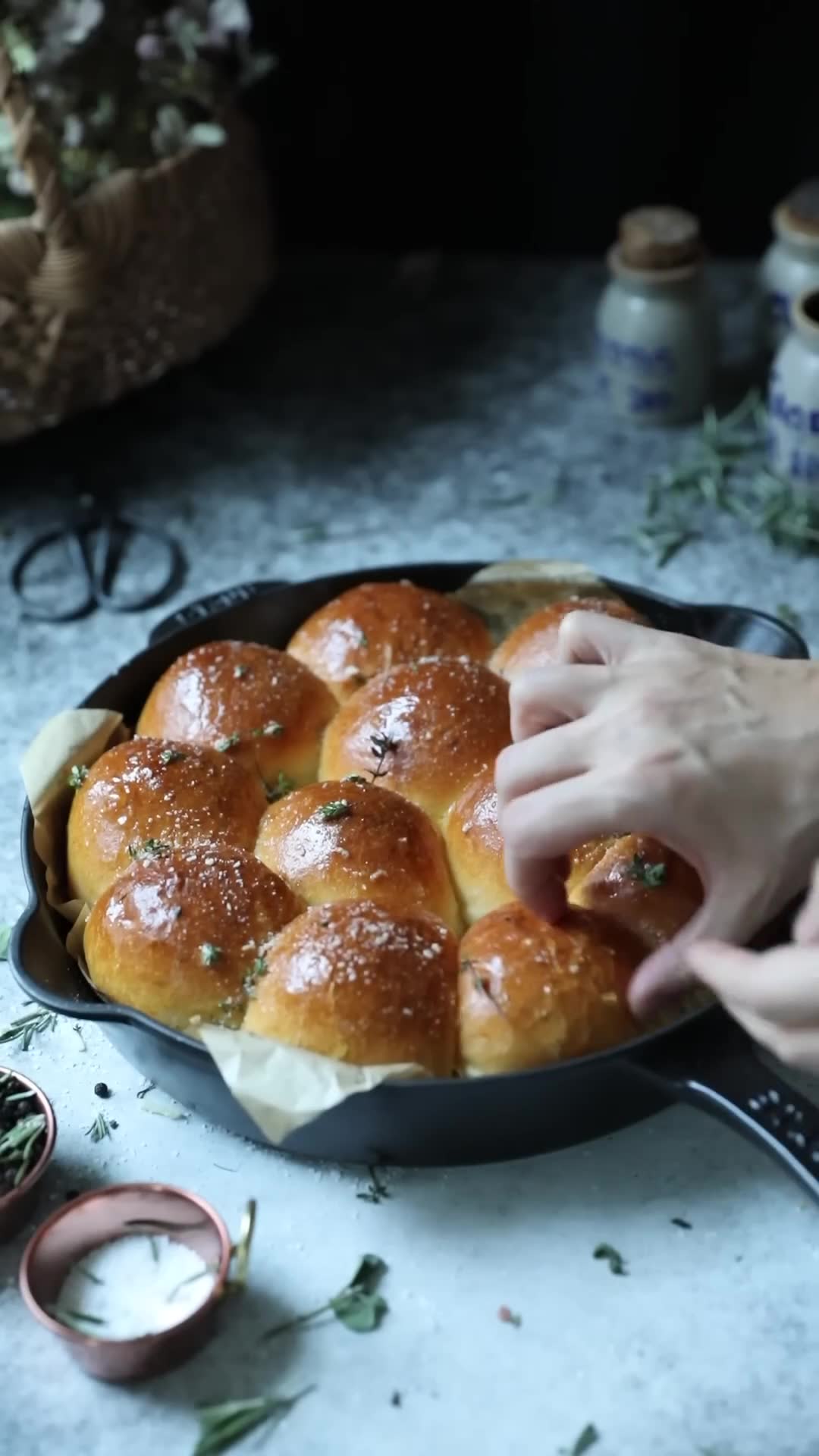 Soft dinner rolls and twisted garlic bread variations
