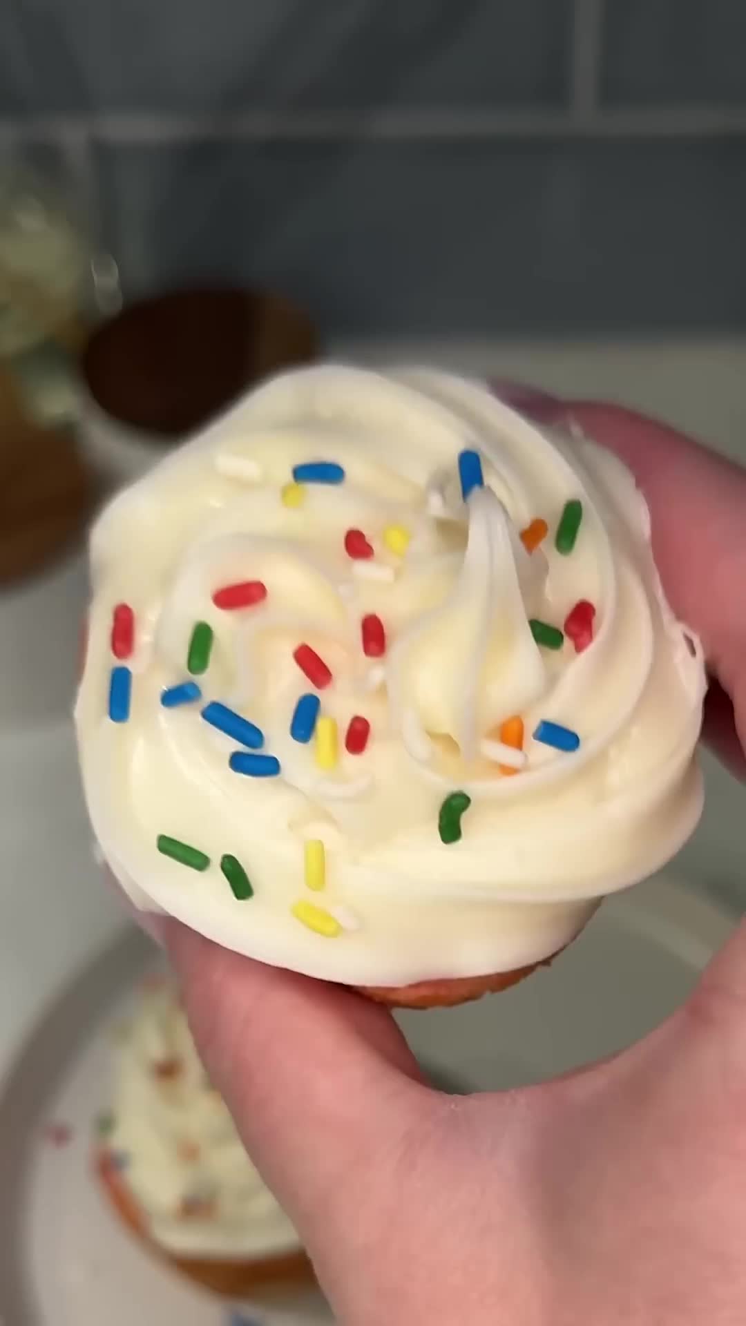 Sugar cookie base transforms cupcake with strawberry topping
