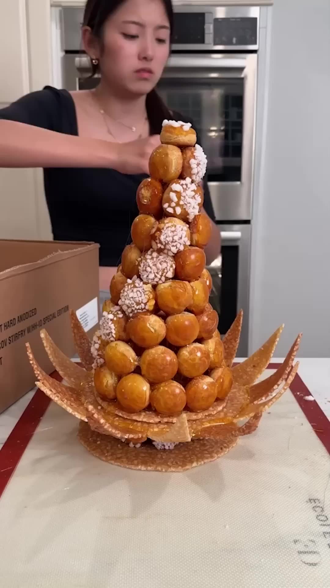 The challenges of transporting a delicate croquembouche