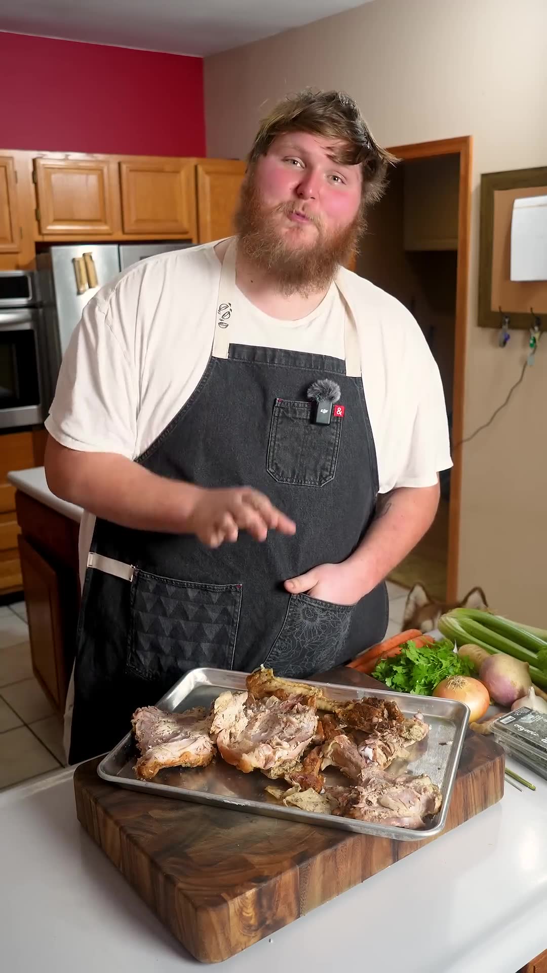 Hope you didn't throw those bones out - making rich chicken stock