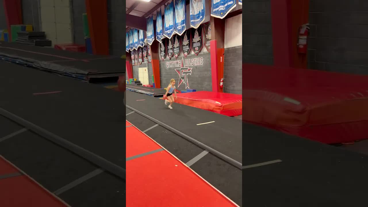 Back in the gym like she never left! 💪🥹 #tumbling #shorts #cheer