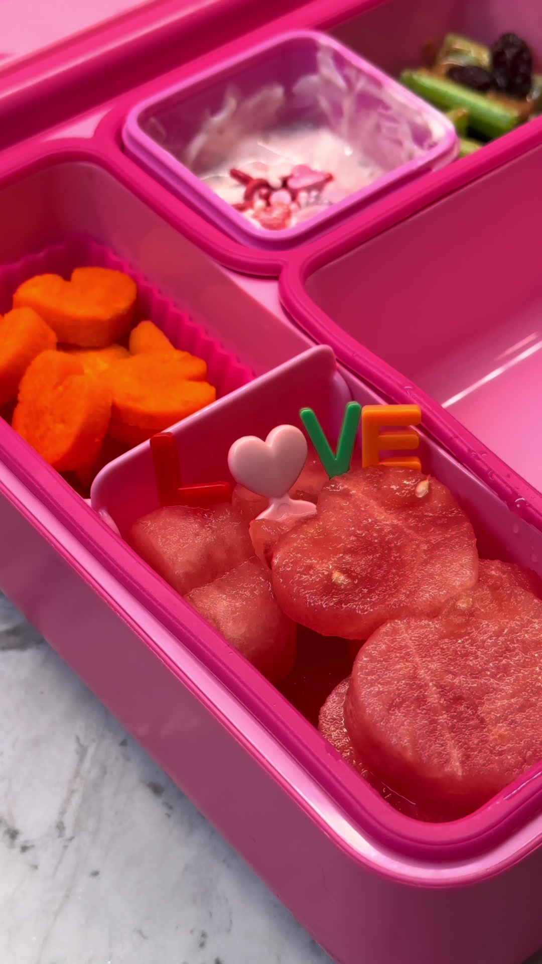 Romantic holiday lunchbox with heart decorations