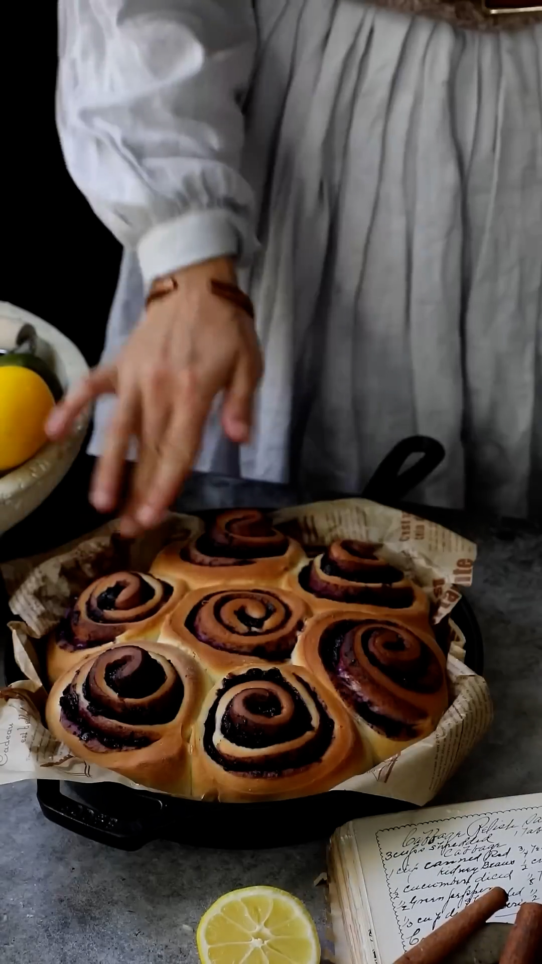 Soft breakfast rolls bursting with blueberries
