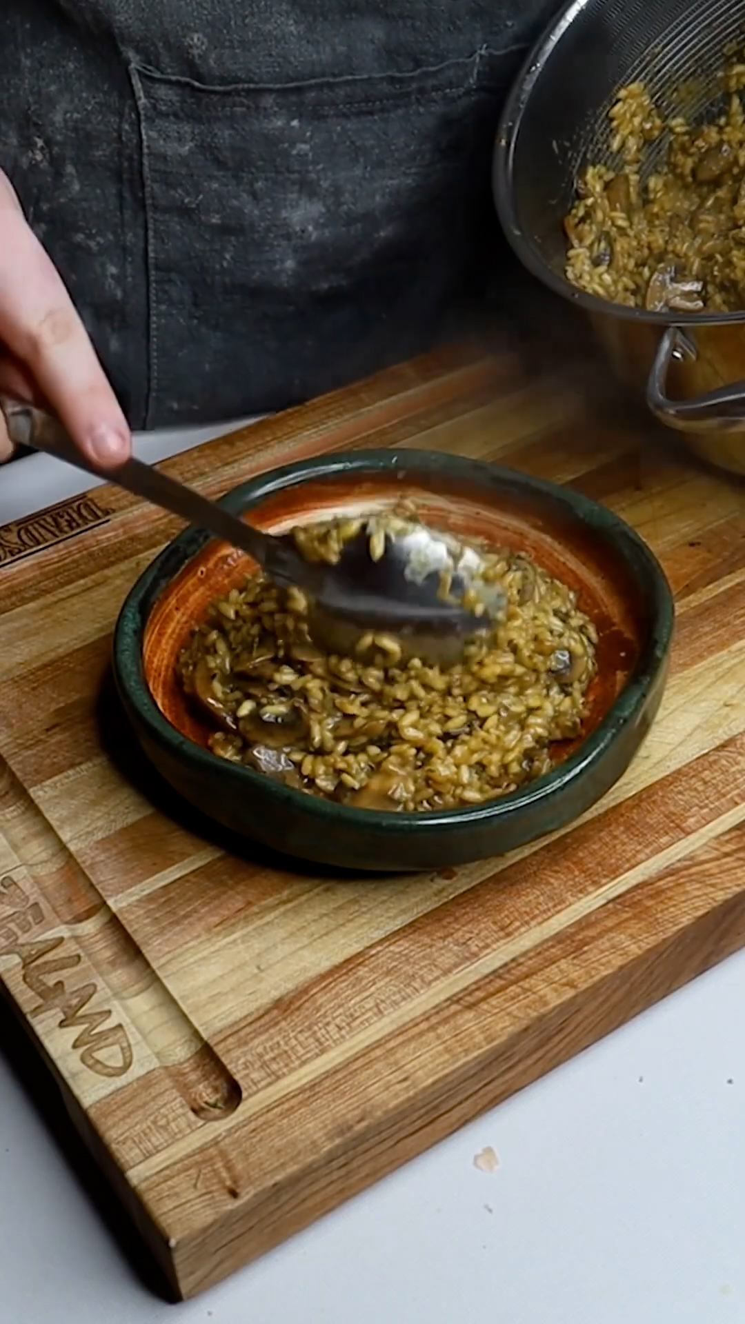 Creamy mushroom risotto with arborio rice, white wine, and parmesan