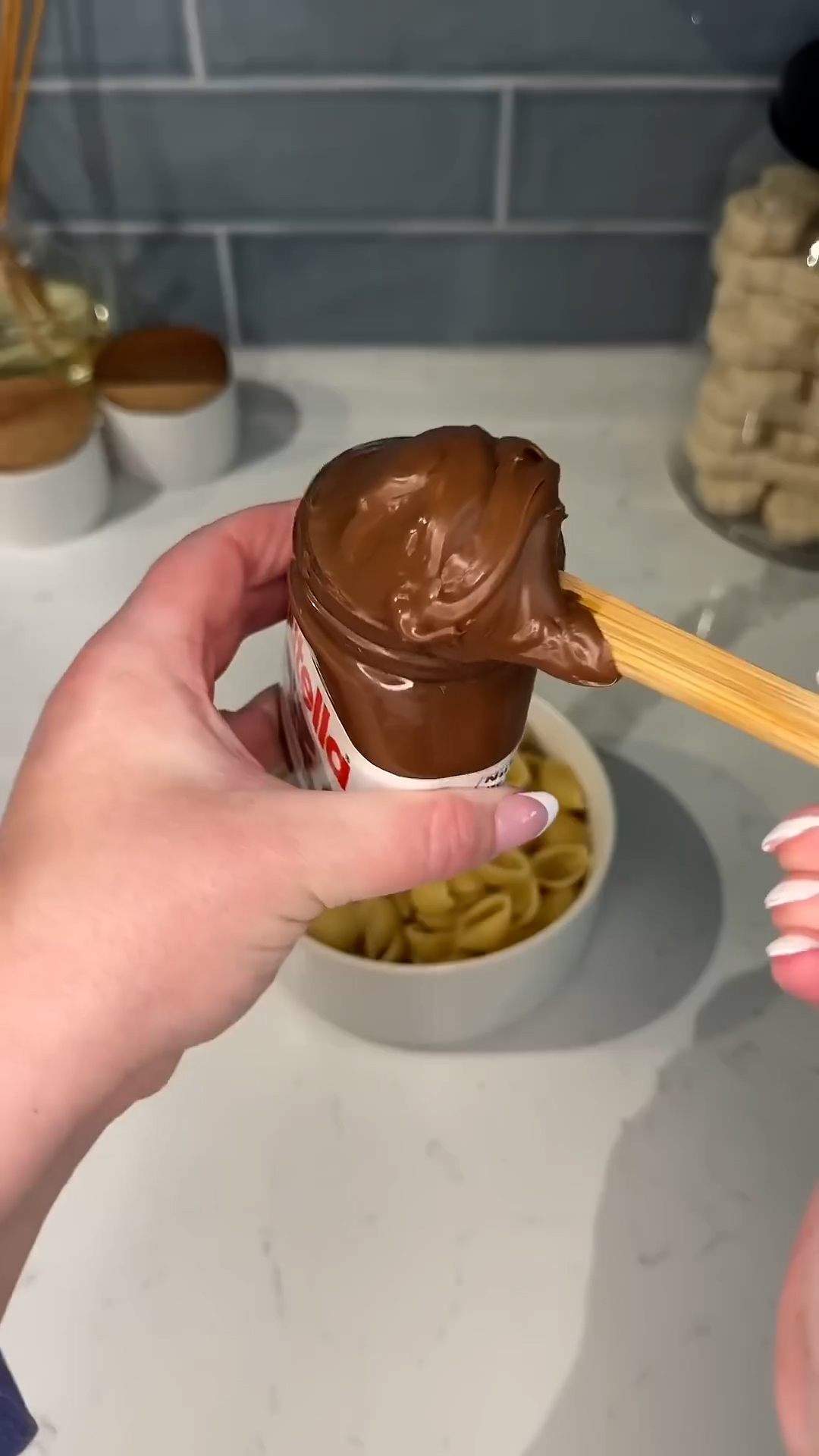 Noodles tossed in sweet chocolate sauce for unconventional dessert