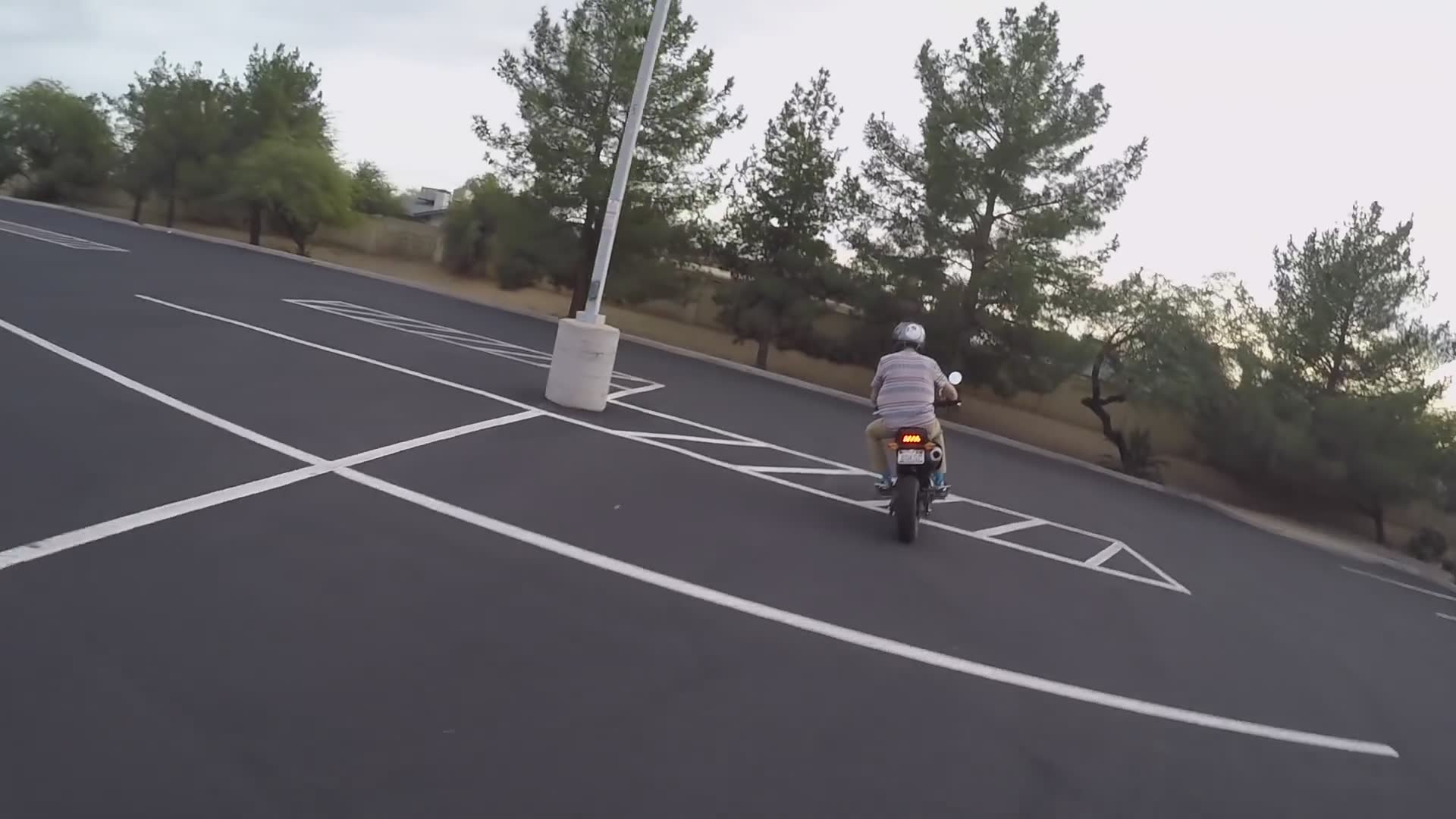 Beginner loses control at parking lot speed