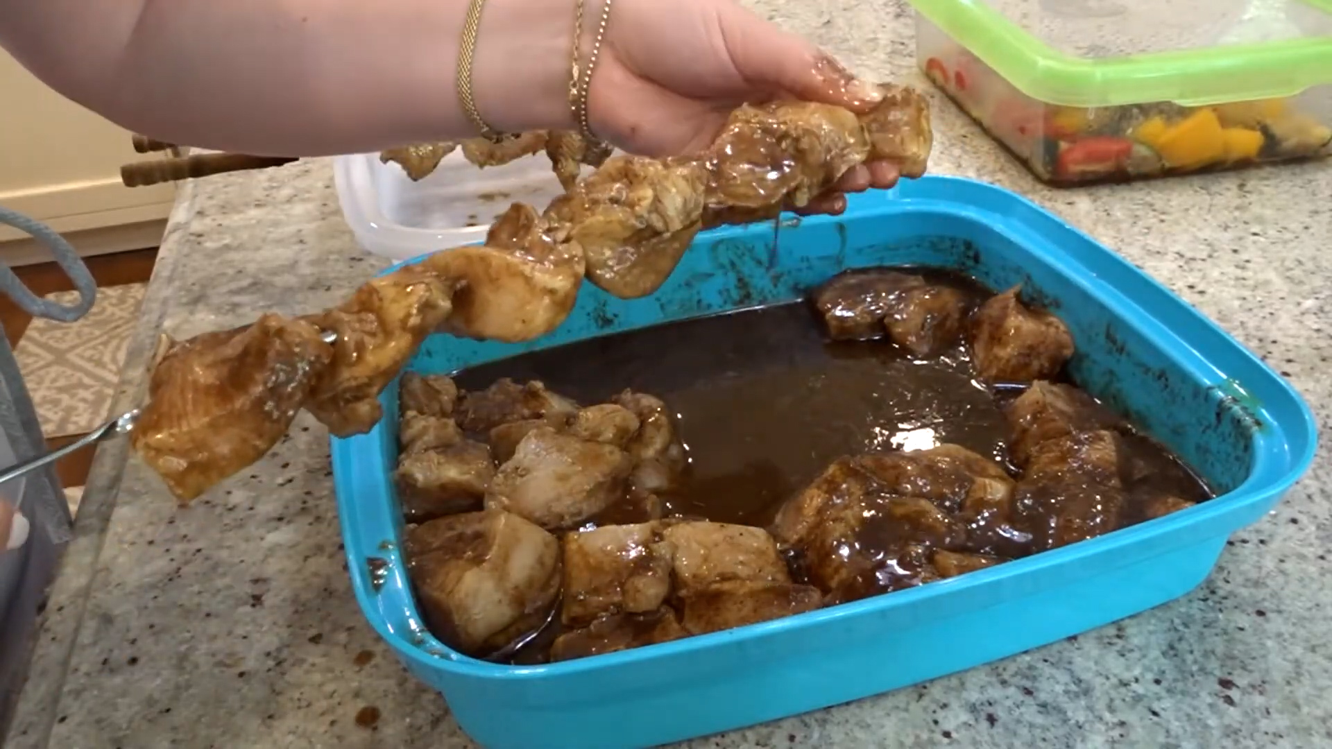 Summer grilling with flavorful chicken skewers showing all the steps