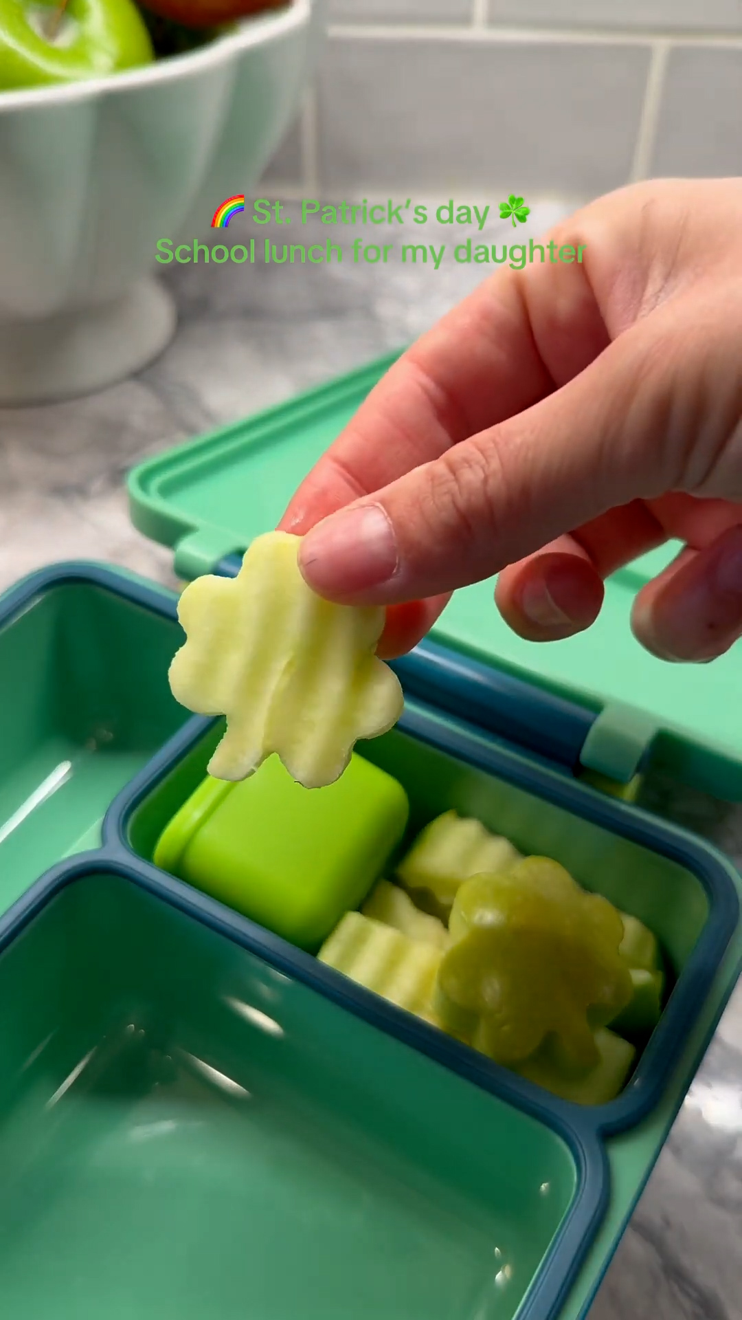 Festive green themed lunchbox celebrating Irish heritage and luck